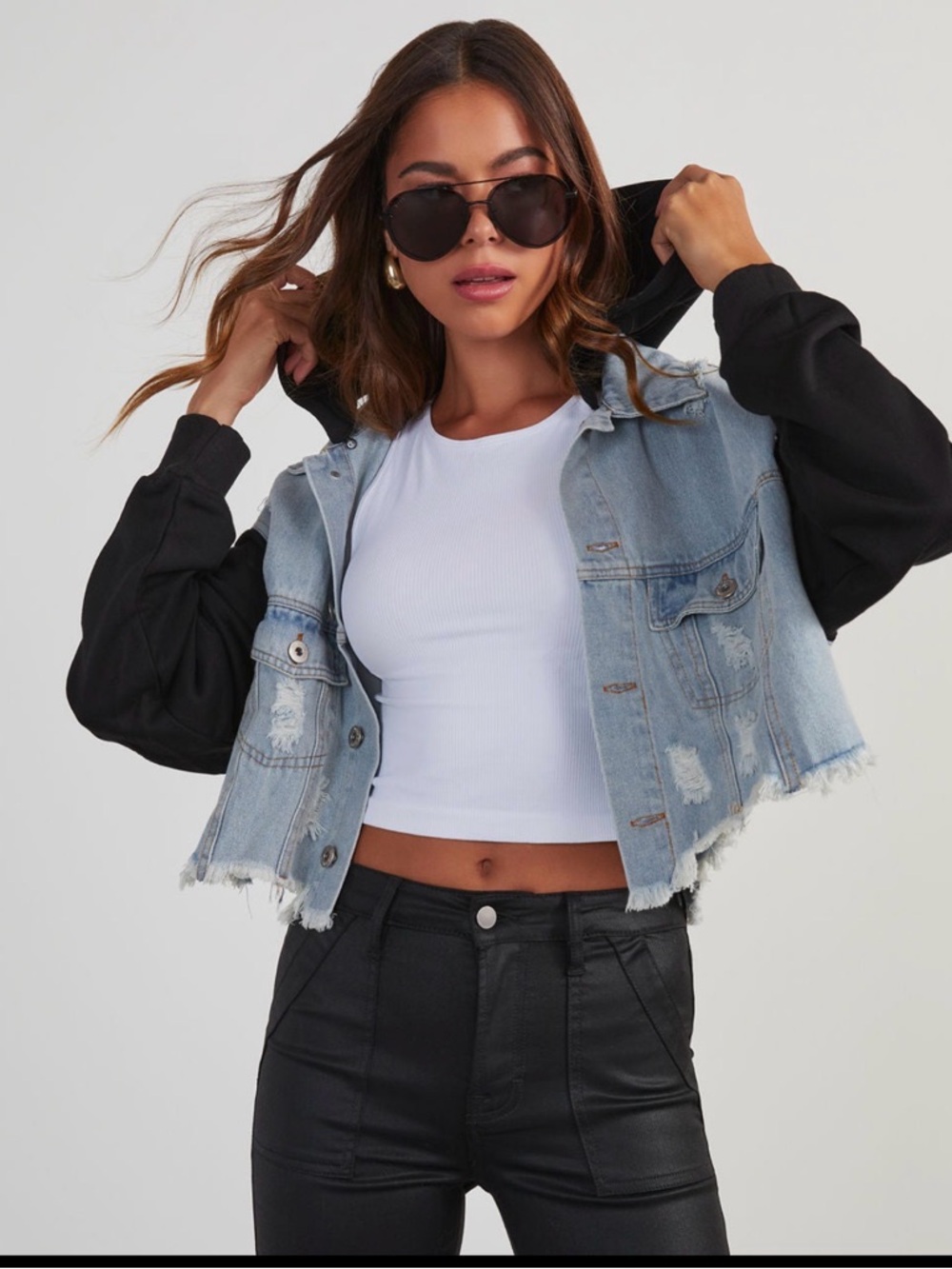 VICI NEW without tags! Maxed out Denim Hooded Jacket